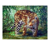 5D Diamond Painting Kit Full Drill Leopard DIY Diamond Painting by Number Kits for Adults Kids,Rhinestone Embroidery Painting Cross Stitch Arts Crafts for Home Wall Decor 30x40cm/12x16inch