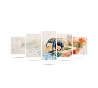 5D Diamond Painting Kit Simple, 5 Pack Elephant Diamond Art Kits Adults DIY Full Square Drill Crystal Arts and Crafts for Adults, Embroidery Cross Stitch Gem Art for Home Room Decor 80x40 inch B0-533
