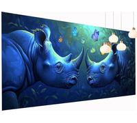 5D Diamond Painting Kits Animal, DIY Rhino Large Diamond Art Kits Adults, Round Full Drill Crystal Art Embroidery Cross Stitch Pain by Numbers, Mosaic Canvas Wall Arts, Home Decor 16x36 Inch S2-1092