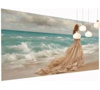 5D Diamond Painting Kits Beach, DIY Woman Large Diamond Art Kits Adults, Round Full Drill Crystal Art Embroidery Cross Stitch Pain by Numbers, Mosaic Canvas Wall Arts, for Home Decor 24x48 Inch S2-312