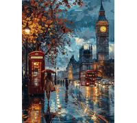 5D Diamond Painting Kits City, Diamond Art Kits Adults Big Ben, DIY Full Drill Embroidery Crystal Art and Crafts for Adults, Mosaic Production, Paintings for Home Wall Decor Gifts 60X70cm 7-6742