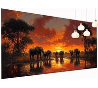 5D Diamond Painting Kits Elephant, DIY Swamp Large Diamond Art Kits Adults, Square Full Drill Crystal Art Embroidery Pain by Numbers, Mosaic Making Canvas Wall Arts, for Home Decor 28x56 Inch S2-451