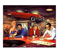 5D Diamond Painting Kits, Elvis Car DIY Full Drill Diamond Painting Pictures, Cross Stitch Crystal Diamond Embroidery Mosaic Art Craft, for Home Wall DecorSquare Drill 50x60cm(20x24in)
