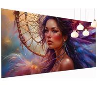 5D Diamond Painting Kits Feather, DIY Woman Large Diamond Art Kits Adults, Round Full Drill Crystal Art Embroidery Cross Stitch Pain by Numbers, Mosaic Canvas Wall Arts, Home Decor 16x32 Inch S2-380
