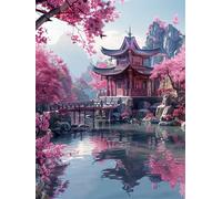 5D Diamond Painting Kits for Adults, 30x40 cm DIY Full Drill Landscape Dimond Art, Mountain Crystal Art Adult Crafts with Diamonds and Tools, Canvas Cross Stitch for Home Living Room Wall Decor FG-504