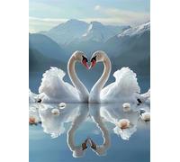 5D Diamond Painting Kits for Adults, 30x40 cm DIY Full Drill Mountains Dimond Art, Swan Crystal Art Adult Crafts with Diamonds and Tools, Paint by Numbers Cross Stitch for Home Room Wall Decor FG-892