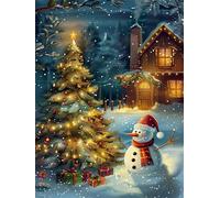 5D Diamond Painting Kits for Adults, 40x50 cm DIY Full Drill Christmas Dimond Art, Snowman Crystal Art Adult Crafts with Diamonds and Tools, Canvas Cross Stitch for Home Living Room Wall Decor FG-252