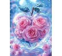 5D Diamond Painting Kits for Adults, 40x50 cm DIY Full Drill Rose Dimond Art, Pink Crystal Art Adult Crafts with Diamonds and Tools, Paint by Numbers Cross Stitch for Home Room Wall Decor FG-106