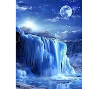 5D Diamond Painting Kits for Adults, 40x60 cm DIY Full Drill Fall Dimond Art, Blue Crystal Art Adult Crafts with Diamonds and Tools, Paint by Numbers Cross Stitch for Home Room Wall Decor FG-810