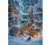 5D Diamond Painting Kits for Adults, 50x70 cm DIY Full Drill Donkey Dimond Art, Winter Crystal Art Adult Crafts with Diamonds and Tools, Paint by Numbers Cross Stitch for Home Room Wall Decor FG-122