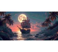 5D Diamond Painting Kits for Adults, A Pirate Boat Large Diamond Art Kits for Adults, DIY Full Round Drill Gem Art Cross Stitch Mosaic Arts Kit, Home Living Room Wall Decoration (28x56inch) J-295