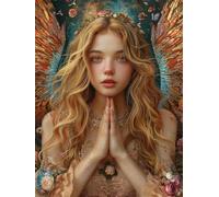 5D Diamond Painting Kits for Adults, Angel Diamond Art Flower Dimond Painting, DIY Square Full Drill Gem Art Crafts for Adults Beginner Embroidery Cross Stitch Kits for Room Decor 8x12inch -yxy2506U1