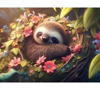 5D Diamond Painting Kits for Adults, Animal Sloth Dimond Picture Art, Full Drill Embroidery Gem Art Rhinestone Crystal Art Kits for Adults, Diamond Art for Christmas Decorations Home Decor(50x70cm)-J4