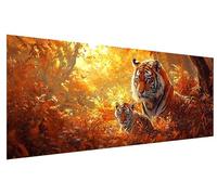 5D Diamond Painting Kits for Adults Autumn, Tiger Diamond Art Kits Adults Beginner, DIY Rhinestone Crystal Art Crafts, Cross Stitch Gem Arts for Wall Room Decor, Gifts for Women (130x50cm) C-48
