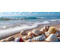 5D Diamond Painting Kits for Adults, Beach Shell Large Diamond Art Kits for Adults, DIY Full Round Drill Gem Art Cross Stitch Mosaic Arts Kit, Home Living Room Wall Decor Painting Kit (36x72inch) J311