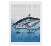 5D Diamond Painting Kits for Adults Beginner Square 5D DIY Diamond Dots Paintings Full Drill Bluefin Tuna Thunnus Diamond Painting Gem Art Kits for Home Wall Decor 12"x16"
