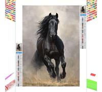 5D Diamond Painting Kits for Adults, Black & Horse Diamond Art Kit for Home Wall Decor, 80x120cm Full Drill Crystal Embroidery Cross Stitch Arts and Crafts, DIY Gem Art Gift for Beginners 1Z-550