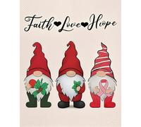 5D Diamond Painting Kits for Adults -Breast Cancer Awareness Ribbon Gnome Faith Love Hope, Pink Ribbon Pumpkin Caring Inspirational Support Full Dril Diamond Arts 12×16 Inches