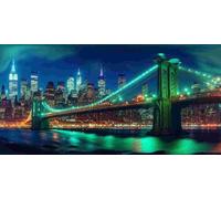 5D Diamond Painting Kits for Adults, Brooklyn Bridge Large Diamond Art Kits for Adults, DIY Full Round Drill Gem Art Cross Stitch Mosaic Arts Kit, Home Living Room Wall Decoration (24x48inch) J-58
