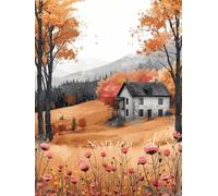 5D Diamond Painting Kits for Adults, Cabin Diamond Art Autumn Dimond Painting, DIY Square Full Drill Gem Art Crafts for Adults Beginner Embroidery Cross Stitch Kits for Room Decor 32x44inch -yxy2506K2