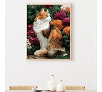 5D Diamond Painting Kits for Adults, Cat Diamond Art Kits Adults, Flower Full Drill Crystal Art, DIY Cross Stitch Crafts Pictures Embroidery for Home Wall Decor, Gifts for Women 40x53 Inch PjY8156 2-N