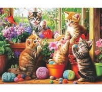 5D Diamond Painting Kits for Adults, Cat Diamond Art Windowsill Sequin Gem Art Kits Kids Beginner, 30x40cm Large DIY Full Drill Rhinestone Embroidery Pictures, Home Wall Decor, Gifts for Women G-548