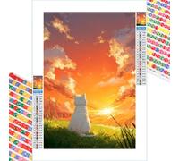 5D Diamond Painting Kits for Adults, Cat & Sunset Diamond Art Kits for Beginners, DIY Full Drill Crystal Rhinestone Embroidery for Home Wall Decor & Stress Relief, 60x90cm（24"x 35"） 2Z#1081