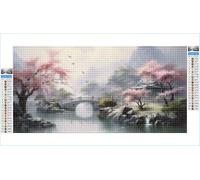 5D Diamond Painting Kits for Adults Cherry Blossoms 70x140cm Large Diamond Art Japan Round Full Drill Crystal Rhinestone Cross Stitch, Kids DIY Sequin Gem Art Canvas Pictures for Home Decor G1-1071