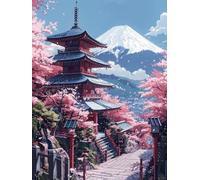 5D Diamond Painting Kits for Adults, Cherry Blossoms Diamond Art Japan Dimond Painting, Square Full Drill Gem Art Crafts for Adults Beginner Embroidery Cross Stitch Kits, Room Decor 28X38Inch -yx6J6