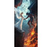 5D Diamond Painting Kits for Adults & Children, Angels And Demons Full Drill Round Diamond Art, DIY Stress-Relieving Craft for Home Decor, Sparkling Rhinestone Embroidery Beginners 90x120cm A789