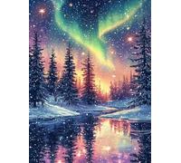 5D Diamond Painting Kits for Adults Children Beginner, Aurora Diamond Art DIY Rhinestone Embroidery Cross Stitch, Gem Crystal Art Crafts Kits for All Seasons Holiday Gifts Decor 30x45cm (Winter) A-3