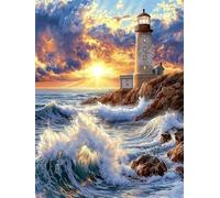 5D Diamond Painting Kits for Adults Children Beginner, Waves Diamond Art DIY Rhinestone Embroidery Cross Stitch, Gem Crystal Art Crafts Kits for All Seasons Holiday Gifts Decor 30x60cm (Tower) A-101