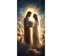 5D Diamond Painting Kits for Adults & Children, Jesus Earth Full Drill Round Diamond Art, DIY Stress-Relieving Craft for Home Decor, Sparkling Rhinestone Embroidery Pictures Beginners 60x120cm A890