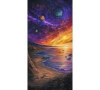 5D Diamond Painting Kits for Adults & Children, Planet Beach Full Drill Round Diamond Art, DIY Stress-Relieving Craft for Home Decor, Sparkling Rhinestone Embroidery Pictures Beginners 100x150cm A848