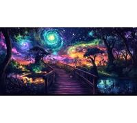 5D Diamond Painting Kits for Adults & Children, Starry Sky Bridge Full Drill Round Diamond Art, DIY Stress-Relieving Craft for Home Decor, Sparkling Rhinestone Embroidery Beginners 60x80cm A840