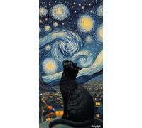 5D Diamond Painting Kits for Adults & Children, Starry Sky Cat Full Drill Round Diamond Art, DIY Stress-Relieving Craft for Home Decor, Sparkling Rhinestone Embroidery Beginners 100x130cm A833