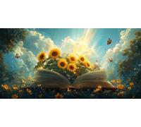 5D Diamond Painting Kits for Adults & Children, Sunflower Butterfly Full Drill Round Diamond Art, DIY Stress-Relieving Craft for Home Decor, Sparkling Rhinestone Embroidery Beginners 100x130cm A812