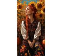 5D Diamond Painting Kits for Adults & Children, Sunflower Girl Full Drill Round Diamond Art, DIY Stress-Relieving Craft for Home Decor, Sparkling Rhinestone Embroidery Beginners 100x150cm A817