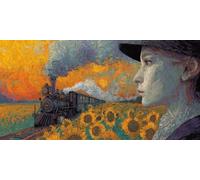 5D Diamond Painting Kits for Adults & Children, Sunflower Train Full Drill Round Diamond Art, DIY Stress-Relieving Craft for Home Decor, Sparkling Rhinestone Embroidery Beginners 100x130cm A814