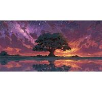 5D Diamond Painting Kits for Adults & Children, Tree Starry Sky Full Drill Round Diamond Art, DIY Stress-Relieving Craft for Home Decor, Sparkling Rhinestone Embroidery Beginners 100x130cm A758