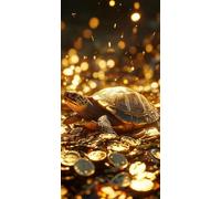 5D Diamond Painting Kits for Adults & Children, Turtle Gold Full Drill Round Diamond Art, DIY Stress-Relieving Craft for Home Decor, Sparkling Rhinestone Embroidery Pictures Beginners 100x150cm A802