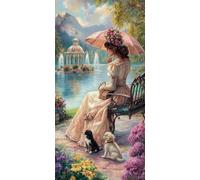 5D Diamond Painting Kits for Adults & Children, Western Women Full Drill Round Diamond Art, DIY Stress-Relieving Craft for Home Decor, Sparkling Rhinestone Embroidery Pictures Beginners 100x150cm A808