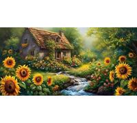 5D Diamond Painting Kits for Adults, Cottage Sunflowers Large Diamond Art Painting 35x70cm, DIY Square Full Drill Crystal Art Cross Stitch Mosaic Kit for Home Wall Room Decor, Gifts for Women w-769