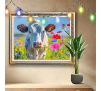 5D Diamond Painting Kits for Adults Cow,Wildflowers,DIY Cross Stitch Diamond Art Kits for Beginners,Full Drill Crystal Embroidery Picture Art and Crafts Kits for Home Wall Decor (70x50cm) 511N-7534