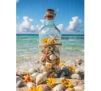 5D Diamond Painting Kits for Adults, Diamond Art Drifting Bottle Stone Round Full Drill Crystal Art Embroidery DIY Craft Painting, Christmas Home Wall Room Decor, Gifts Women 20x30cm WO1W623