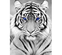 5D Diamond Painting Kits for Adults, Diamond Painting, 5D Diamond Embroidery Paintings Arts, Tiger Full Drill Diamond Art Kits for Home Wall Deco 30x40cm(White Tiger)