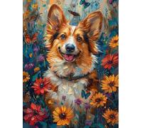 5D Diamond Painting Kits for Adults, Dog Diamond Art Flower Dimond Painting, DIY Square Full Drill Gem Art Crafts for Adults Beginner Embroidery Cross Stitch Kits for Room Decor 24X32Inch -yxy2506J6