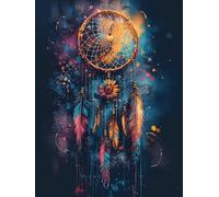 5D Diamond Painting Kits for Adults, Dream Catcher Diamond Art Feather Dimond Painting, Square Full Drill Gem Art Crafts for Adults Beginner Embroidery Cross Stitch Kits, Room Decor 12X16Inch -yx69G