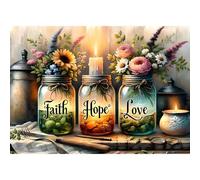 5D Diamond Painting Kits for Adults, Faith, Hope, Love Wishing Bottle Diamond Art kit for Adults Beginner, DIY Full Drill Diamond Dots with Diamond Gem Art and Crafts for Home Wall Decor 16 x 12 Inch