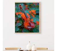 5D Diamond Painting Kits for Adults, Flower Diamond Art Kits Adults, Violin Full Drill Crystal Art, DIY Cross Stitch Crafts Pictures Embroidery for Home Wall Decor, Gifts for Women 50x70cm PjY912 E-E